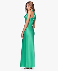 Xscape Women's Long Satin Cowl Neck Ball Gown