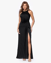 Xscape Women's Long Pleated Halter Neck Ball Gown