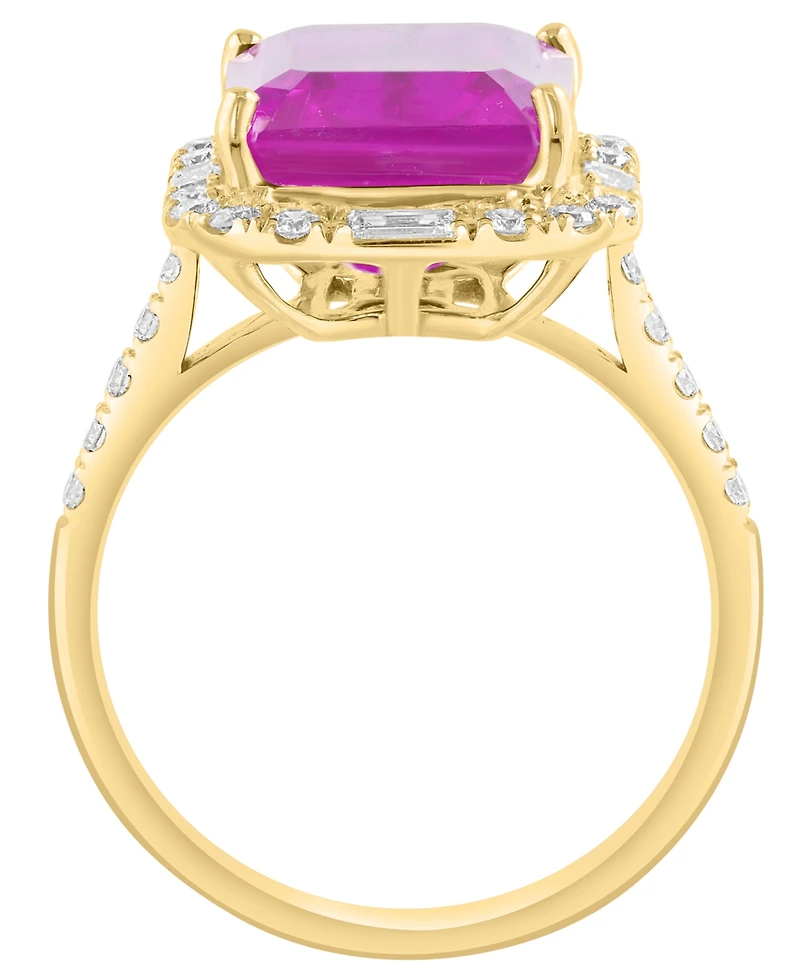 Effy Collection Lab-Grown Pink Sapphire (6-7/8 ct. t.w.) & Diamond (5/8 ct. t.w.) Ring in 14k Yellow Gold