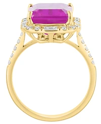 Effy Collection Lab-Grown Pink Sapphire (6-7/8 ct. t.w.) & Diamond (5/8 ct. t.w.) Ring in 14k Yellow Gold