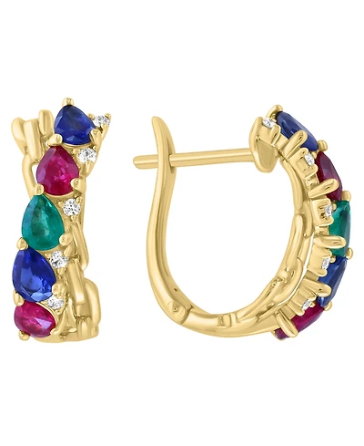 Effy Collection Multi-Gemstone (1-5/6 ct. t.w.) & Diamond (1/10 ct. t.w.) Earrings in 14k Yellow Gold