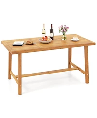 Slickblue Acacia Wood Dining Table for 6, Heavy-Duty Indoor Outdoor