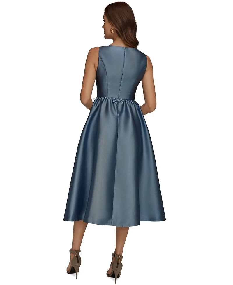 Donna Karan New York Women's Sleeveless V-Neck A-Line Midi Dress