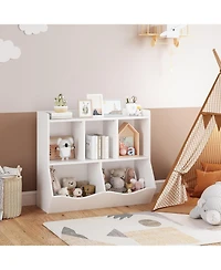 gaomon Kids Bookshelf Toy Storage Organizer – Wood Toy Storage Cabinet, Children's Toy Shelf, Kids Book Rack, Storage Bookshelf for Playroom, B