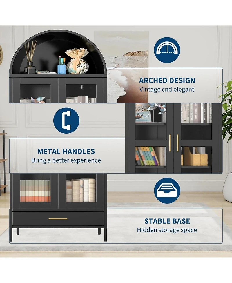 gaomon Shoe Cabinet, Fluted Entryway Bench with 2 Doors, Shoe Storage Bench for Hallway, Living Room