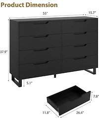 Gaomon Farmhouse Tv Stand with 8 Drawers Storage, Entertainment Center Sturdy Metal Legs