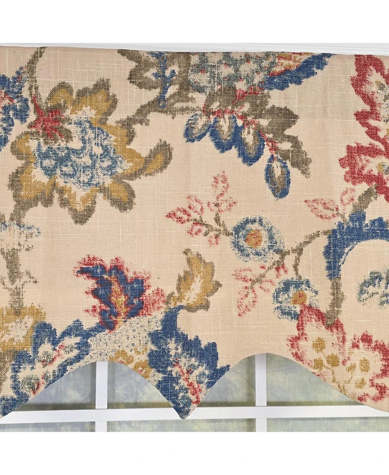 Rlf Home Silvia Regal 100% Cotton Rod Pocket Lined Window Valance 50" x 17" Multi