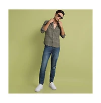 Campus Sutra Men's Olive Green Maxi Tartan Plaid Shirt