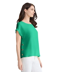 Jones New York Women's Short-Sleeve Button Detail Blouse
