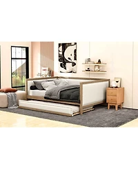 Streamdale Furniture Full Size Upholstered Daybed with Trundle and Nailhead Decoration