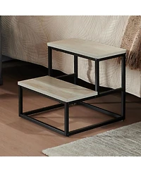 Kings Brand Furniture Axel 2-Step Step Stool – Lightweight, Durable & Modern Design Wooden Steps Metal Frame, Compact Ladder for Adults