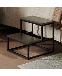 Kings Brand Furniture Axel 2-Step Step Stool – Lightweight, Durable & Modern Design Wooden Steps Metal Frame, Compact Ladder for Adults
