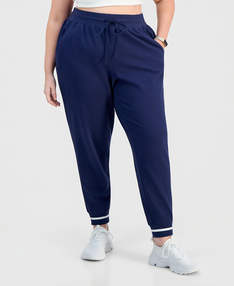Id Ideology Plus Size Ribbed Fleece Ankle Jogger Pants, Macy's Exclusive