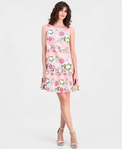 Anne Klein Women's Floral Print Sleeveless Shift Dress