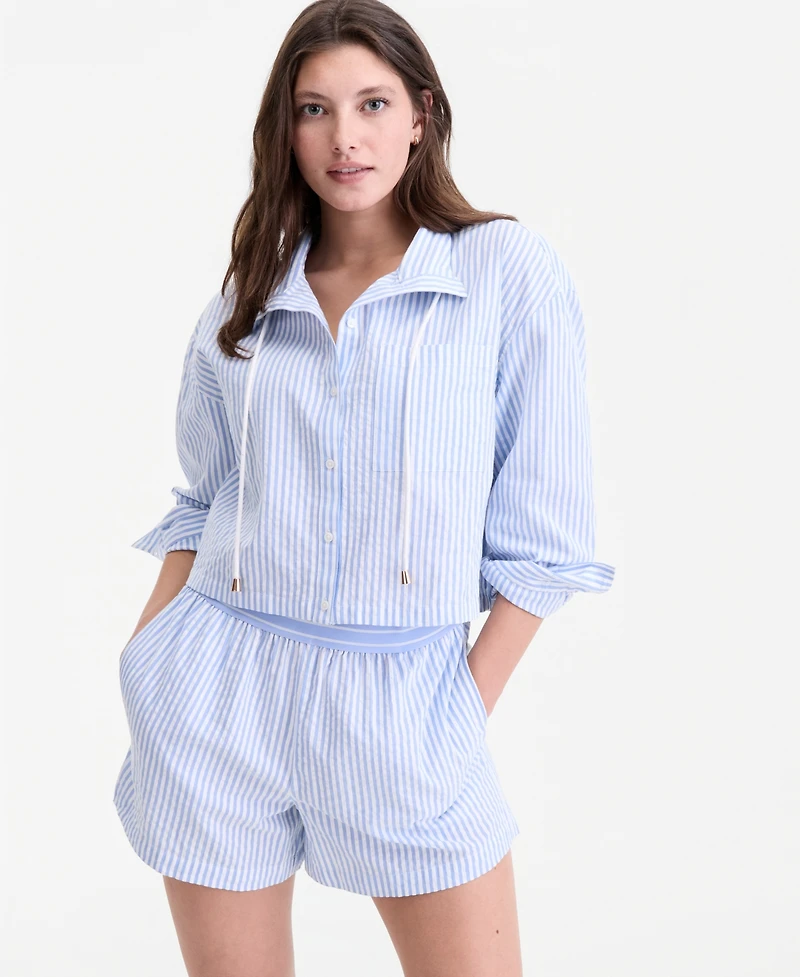 On 34th Women's Striped Boxer-Style Shorts, Macy's Exclusive