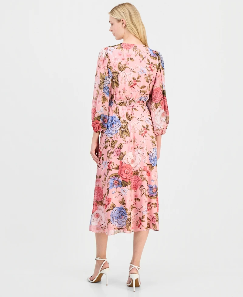 Anne Klein Women's Belted V-Neck Dress