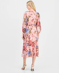 Anne Klein Women's Belted V-Neck Dress