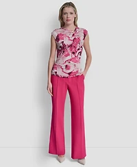 Dkny Women's Asymmetric Neck Cap-Sleeve Top