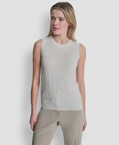 Dkny Women's Sleeveless Logo Printed Sweater