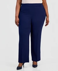 Anne Klein Essentials Plus Straight-Leg Pull-On Pants