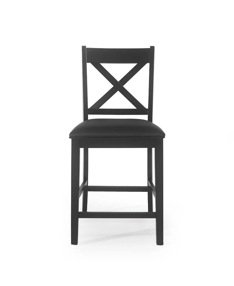 Streamdale Furniture Farmhouse X-Back Faux Leather Counter Stool Set (Set of 2)