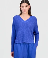 Eileen Fisher Women's Cotton & Linen V-Neck Sweater