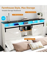 Streamdale Furniture Farmhouse Full Bed Frame w/ Storage Headboard, Drawers, Charging & Led Lights