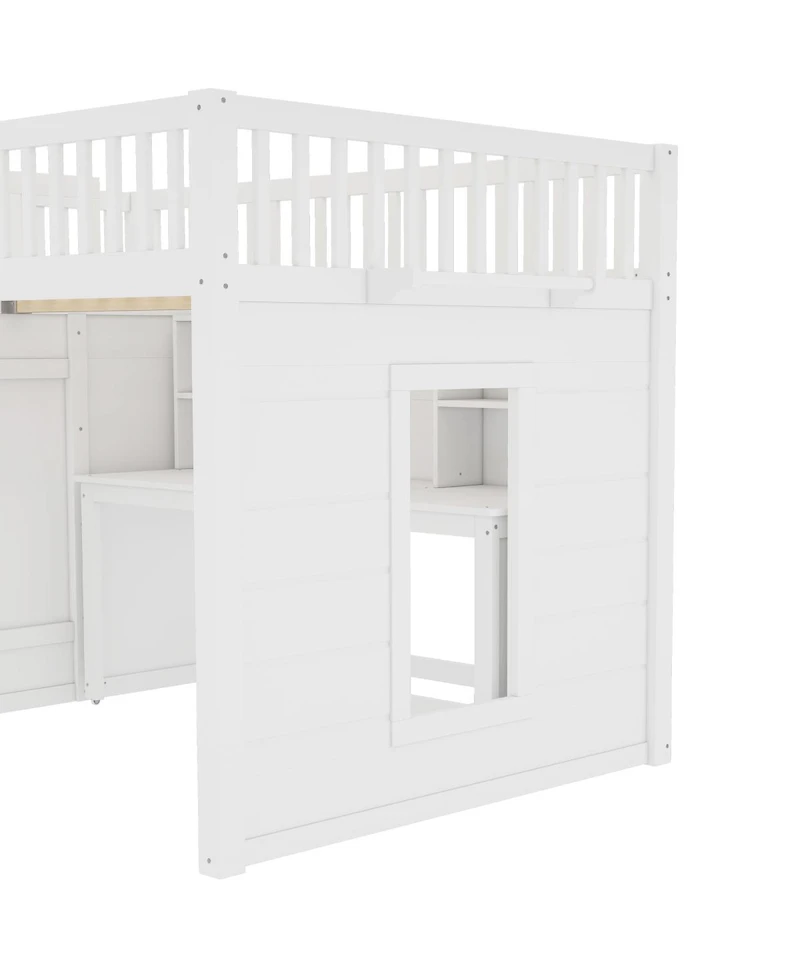 Streamdale Furniture Full Size Loft Bed with Desk and Storage Stairs