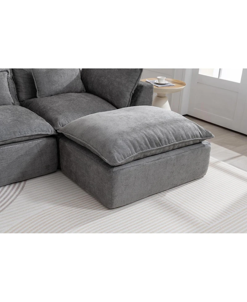 Streamdale Furniture Cloud Couch Oversized Modular Sectional Sofa, 4-Seat with 2 Ottomans