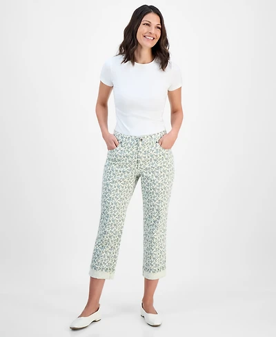 Style & Co Women's Printed Mid-Rise Curvy Capri Jeans, Macy's Exclusive