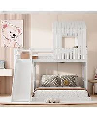 Streamdale Wooden Twin Over Full Bunk Bed with Playhouse, White