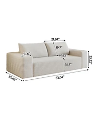 Streamdale Furniture 63" Corduroy Deep Seat Sofa - White