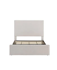 Streamdale Furniture Streamdale Lucas Tall Upholstered Bed - King, Textured Ivory Canvas