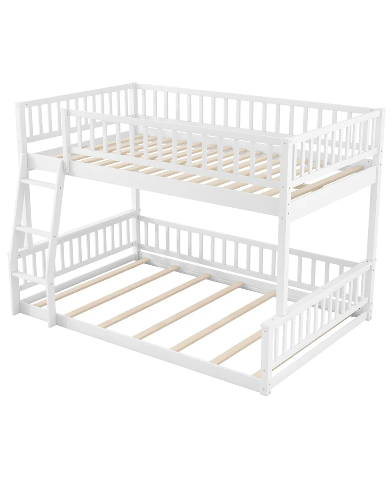 Streamdale Furniture Full Xl over Queen Bunk Bed with Ladder and Guardrails, White