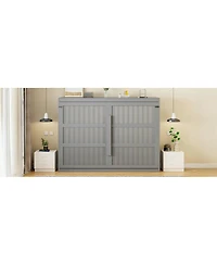 Streamdale Furniture Queen Murphy Bed Wall Modern design with Led Lights