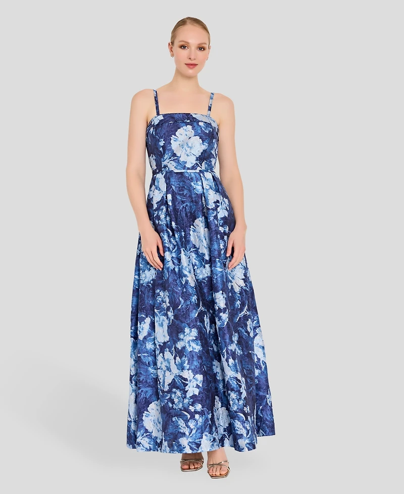 Tahari Asl Women's Square Neck Floral Printed Ball Gown
