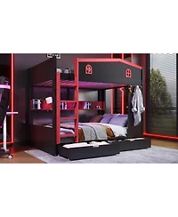 Streamdale Furniture Queen Bunk Bed with Storage, Solid Wood