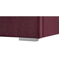 Streamdale Furniture King Size Velvet Bed Frame with Tufted Wingback Headboard