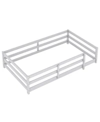 Draft - Streamdale Furniture Twin Size Montessori Floor Bed with Fence, Gray