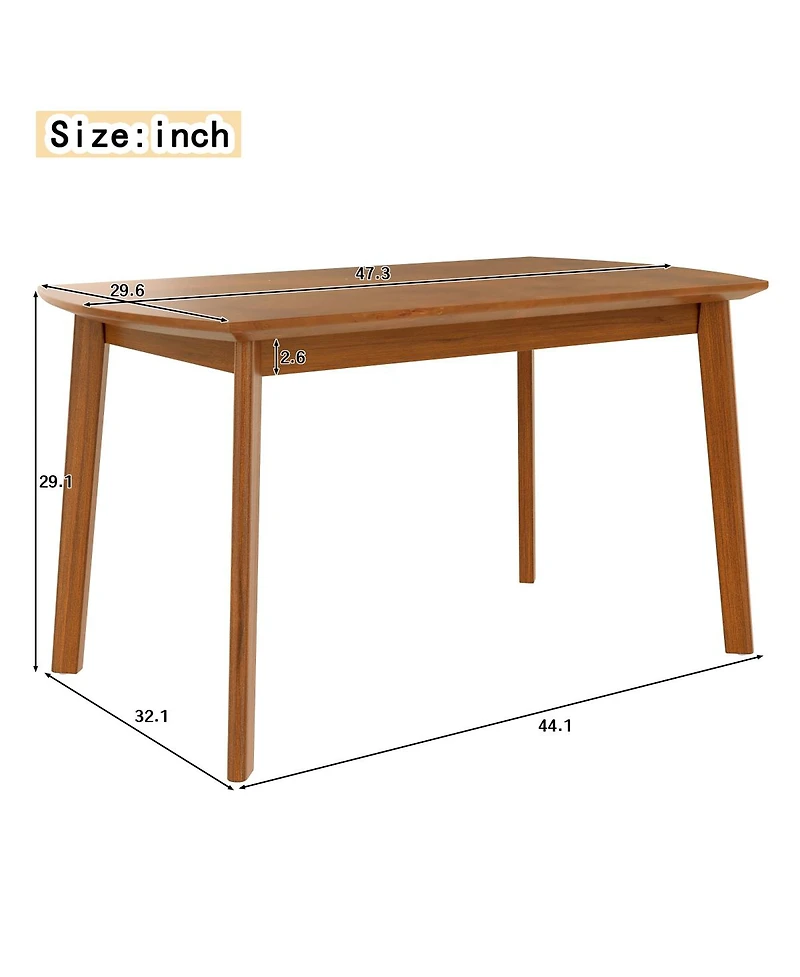 Streamdale Furniture Mid Century Modern Solid Wood Dining Table for 4 - Minimalist Rectangular Design