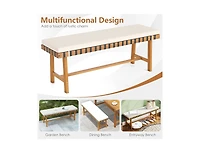 Slickblue 48" Acacia Wood Outdoor Bench with Thick Padded Cushion