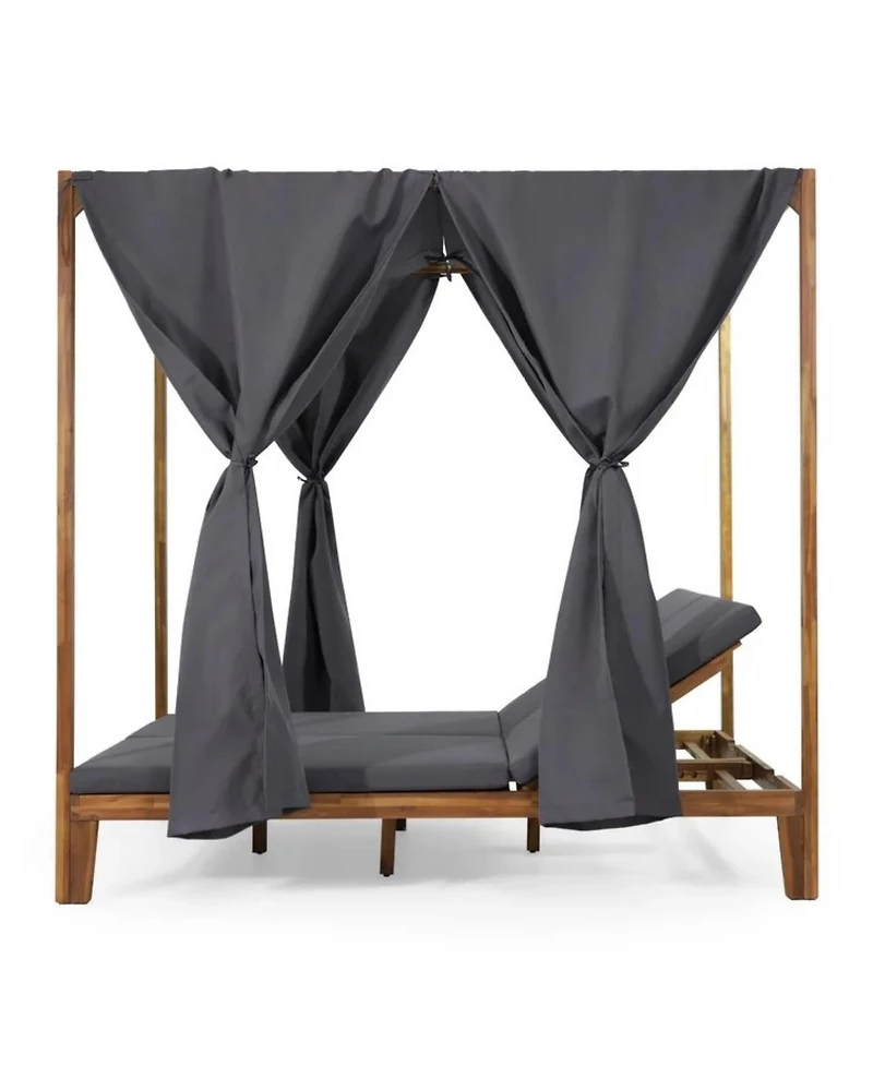 Streamdale Furniture Kenzie Outdoor Daybed With Adjustable Lounges And Curtains