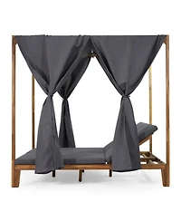 Streamdale Furniture Kenzie Outdoor Daybed With Adjustable Lounges And Curtains