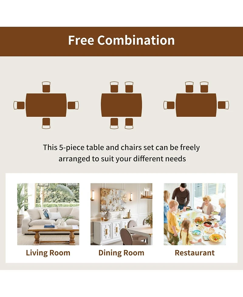 Streamdale Furniture Mid Century Modern Solid Wood Dining Table for 4 - Minimalist Rectangular Design