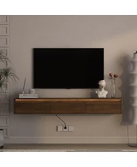 Streamdale FurnitureFloating Tv Stand with Led Lights & Power Outlet