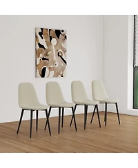 Streamdale Furniture 55" Mdf Wood Dining Table & 4 Modern Linen Chairs Set