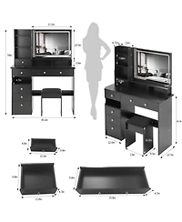 Streamdale Furniture 41" Led Mirror Vanity Table & Stool