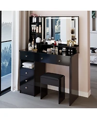 Streamdale Furniture 41" Led Mirror Vanity Table & Stool