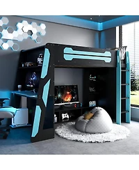 Streamdale Furniture Twin Wood Loft Bed with Desk