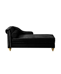 Streamdale Furniture Modern Upholstery Chaise Lounge Chair with Storage Velvet (Black